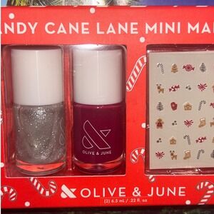 Olive & June Red Candy Cane Lane Mini Mani Set Nail Midnight Disco Nailfie Time